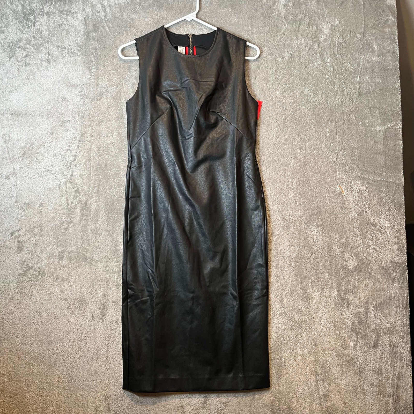 Spanx Leather Like Sleeveless Sheath Dress Luxe Black 20392r Size Small